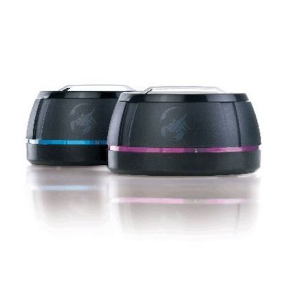 GX SP-i250G - Portable omni-directional stereo speakers, 40mm drivers, LED ring around speakers with changing colors, built-in lithium battery, pouch for each speaker + подарък тениска GX 3